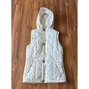 Burton Women's Vest Dryride Winter Hooded White Polka Dot Zip Pockets Size Small